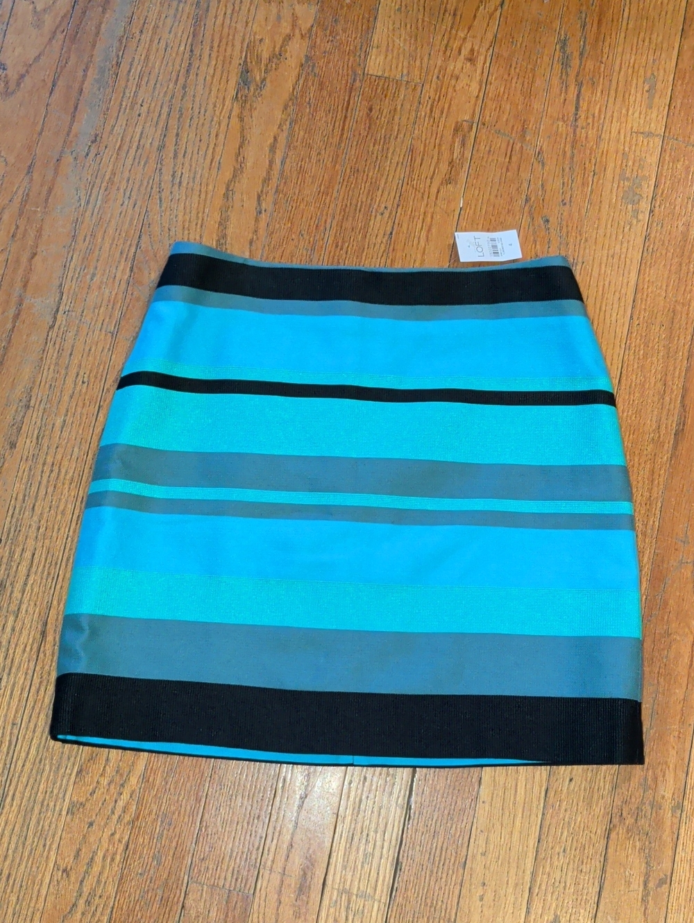 LOFT Blue and Teal Striped Pencil Skirt